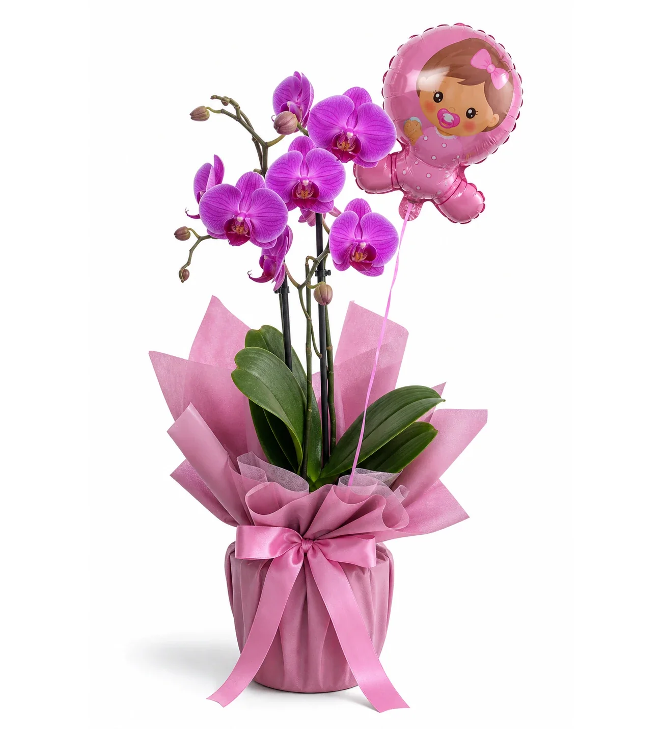 Pembe Balonlu Kız Bebek Mor Orkide