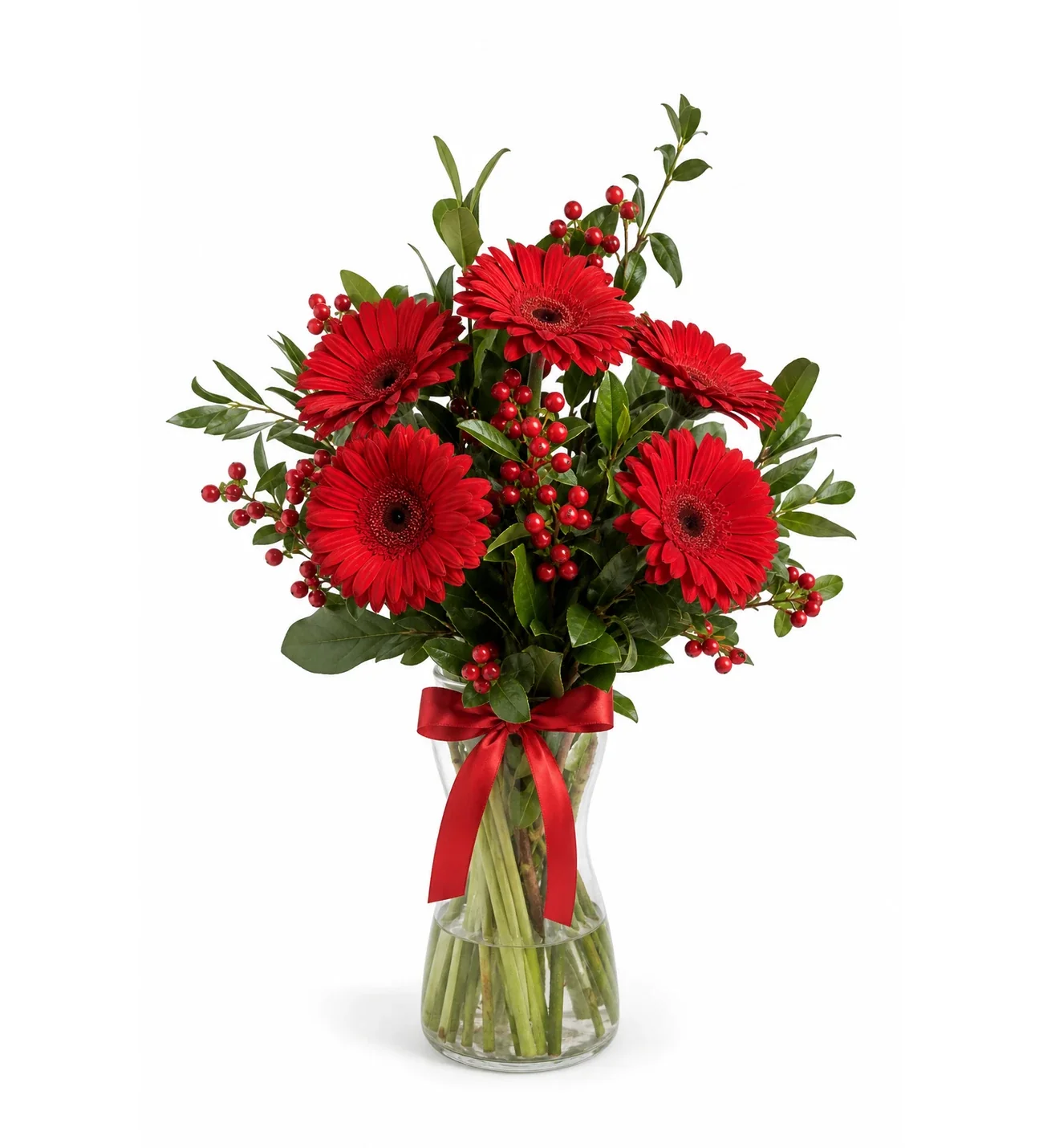 Vazoda Gerbera ve Kokina Yılbaşı Çiçeği
